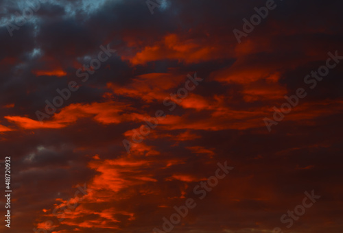 Red clouds in the sunset sky (background)