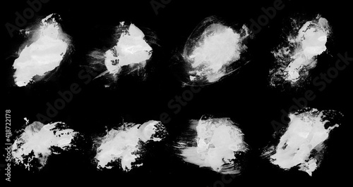 Set of white vector smear brushes for art design