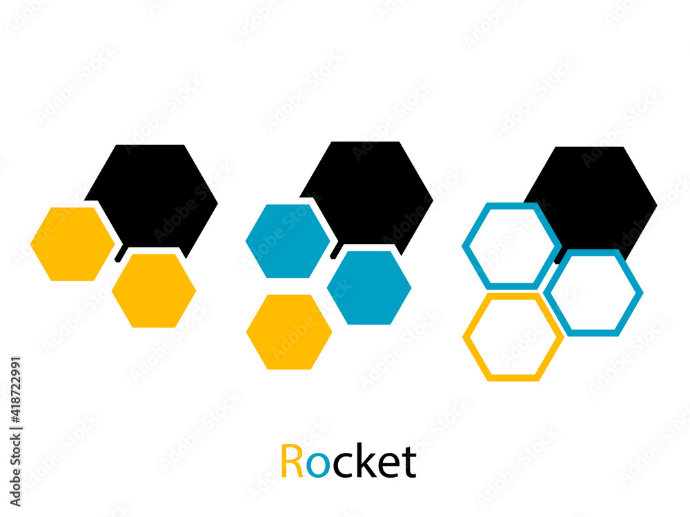 Simple icons of flying Spaceship from primitives Simple icons of flying Spaceship from primitives