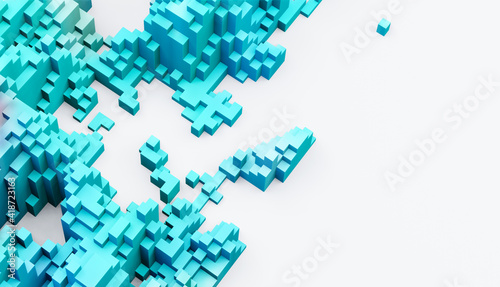 3D Render Voxel abstract background  technology  business  big data concept