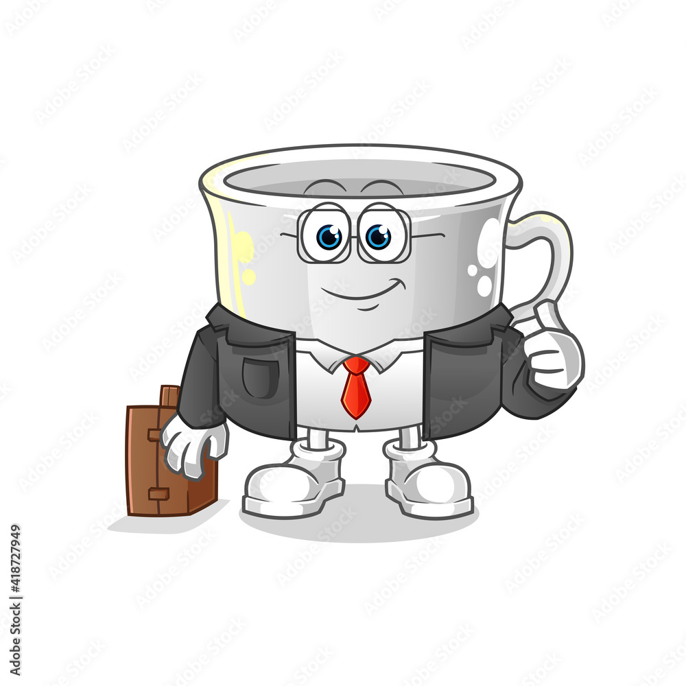 cup office worker mascot. cartoon vector