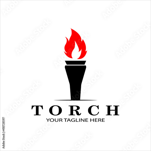 torch vintage logo vector illustration simple design