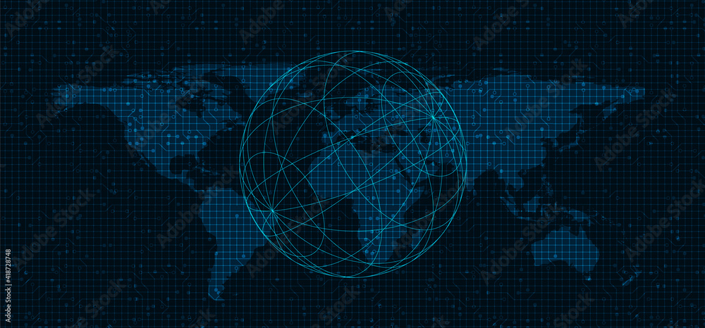 Global Network Security,Technology and connection Concept background design.vector illustration.