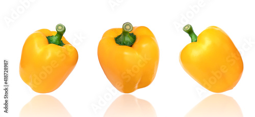 Fresh yellow bell pepper on white background