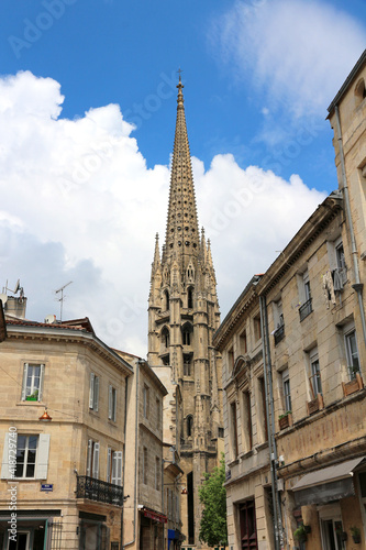 Bordeaux (France) - old town houses and Basilica Saint Michel in the background