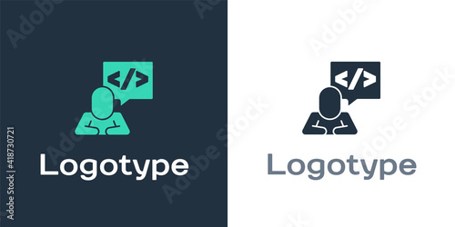 Logotype Web design and front end development icon isolated on white background. Logo design template element. Vector.