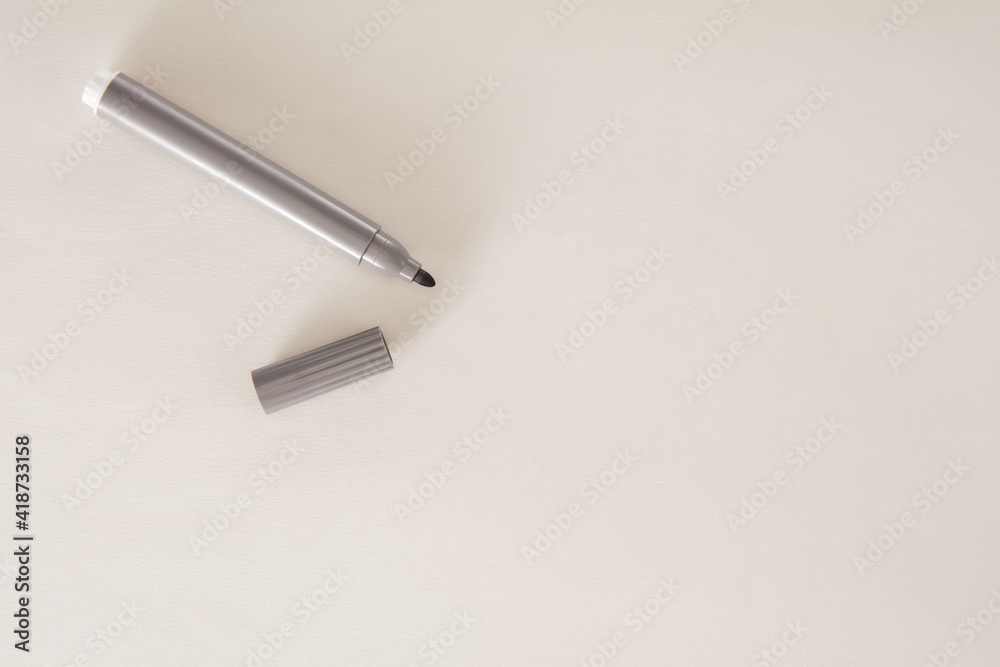Grey felt tip pen on white background Grey felt tip pen on white background