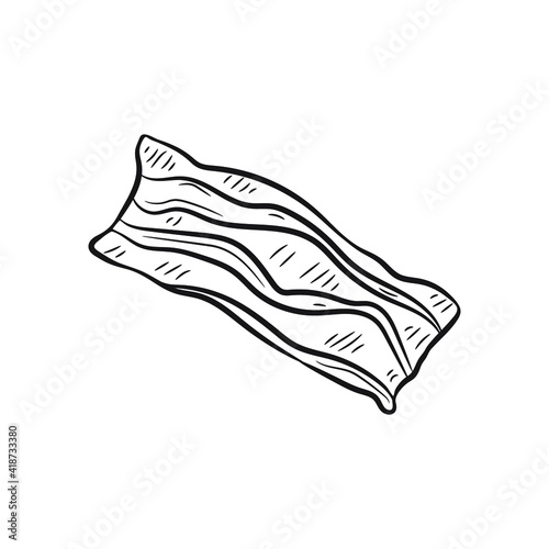 Cute hand drawn bacon slice. The ingredient for pizza, sandwich, breakfast meals or other. Vector 