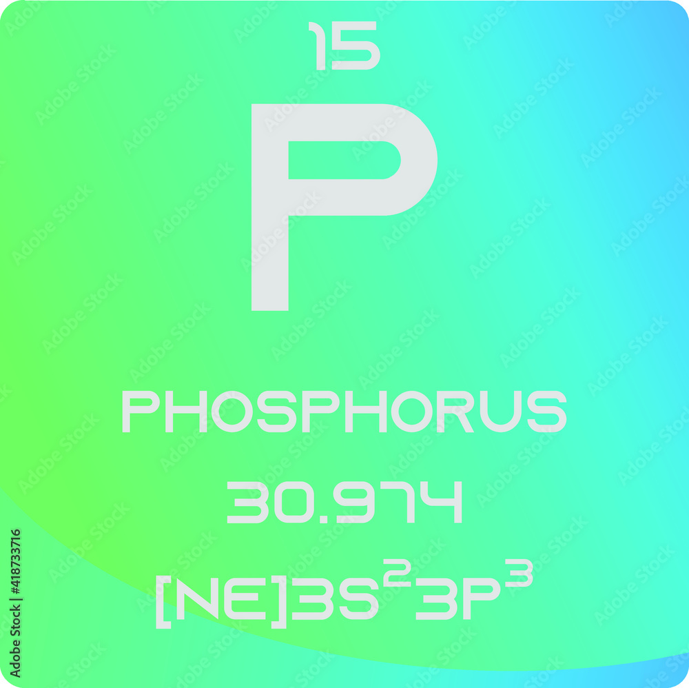 Phosphorus P Non reactive metal Chemical Element vector illustration