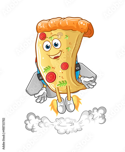 pizza with jetpack mascot. cartoon vector