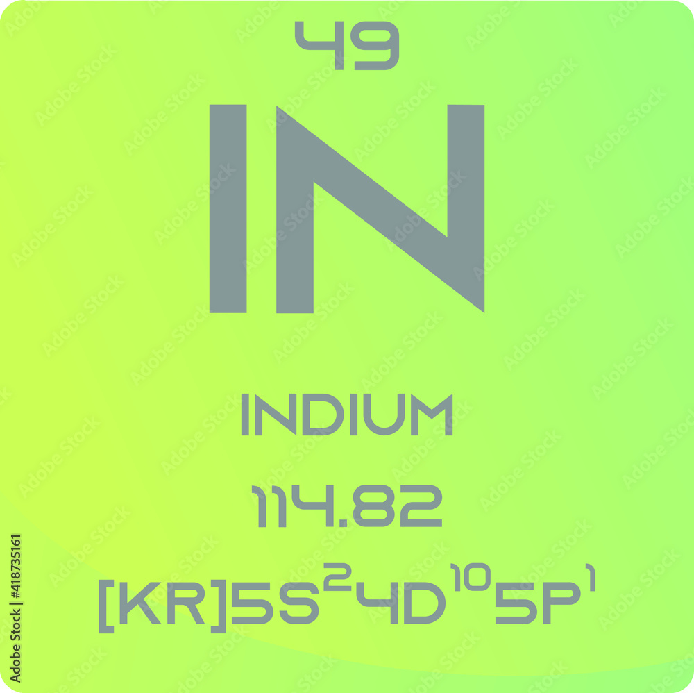 Indium In Post transition metal Chemical Element vector illustration diagram, with atomic number, mass and electron configuration. Simple gradient design for education, lab, science class. Indium In Post transition metal Chemical Element vector illustration diagram, with atomic number, mass and electron configuration. Simple gradient design for education, lab, science class.