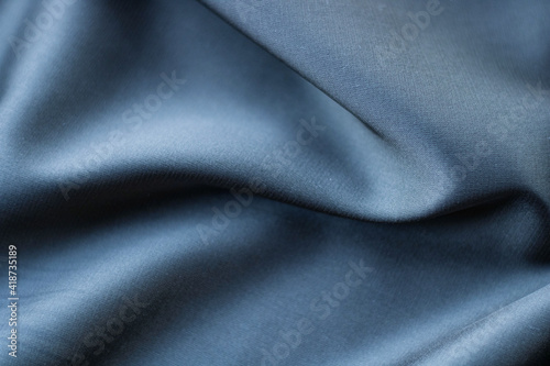 Grey satin fabric. Silk