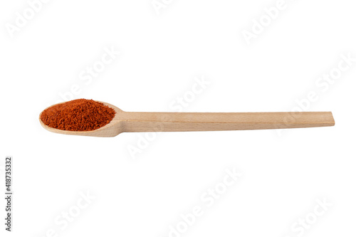 Fototapeta Naklejka Na Ścianę i Meble -  Tandoori Masala mix of spices  in wooden spoon isolated on white background. Spices and food ingredients.