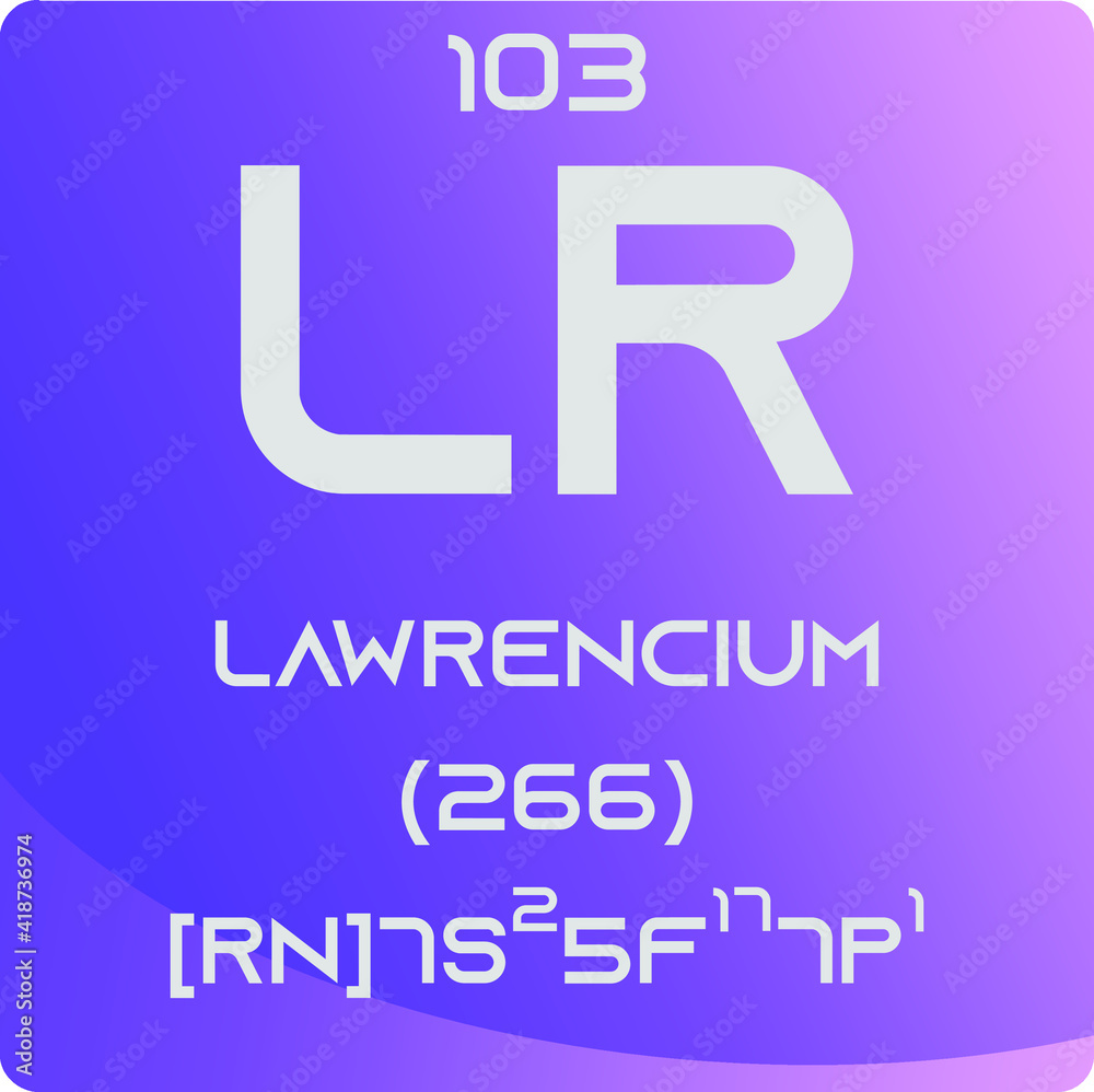 Lawrencium Lr Actinoid Chemical Element vector illustration diagram