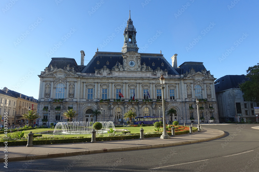 Tours, France: July 2020: Hotel De Ville which is the Town Hall in the centre of the city of Tours