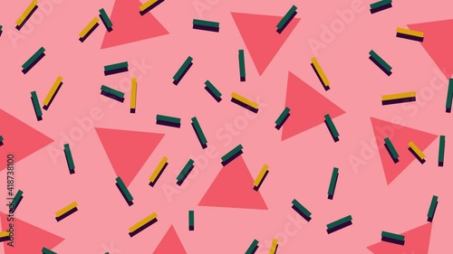 Trendy colorful fun shapes and pattern on seamless loop