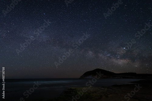 Night landscape with milky way from Genoveses beach. Natural Park Cabo de Gata. Andalusia. Spain. © Eduardo Estellez