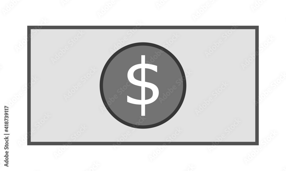 money icon with minimal banknote isolated on white background for business financial. money icon with minimal banknote isolated on white background for business financial.
