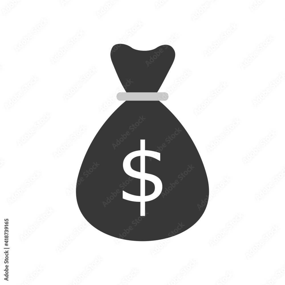 money icon with minimal money bag isolated on white background for business financial. money icon with minimal money bag isolated on white background for business financial.