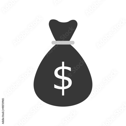 money icon with minimal money bag isolated on white background for business financial.