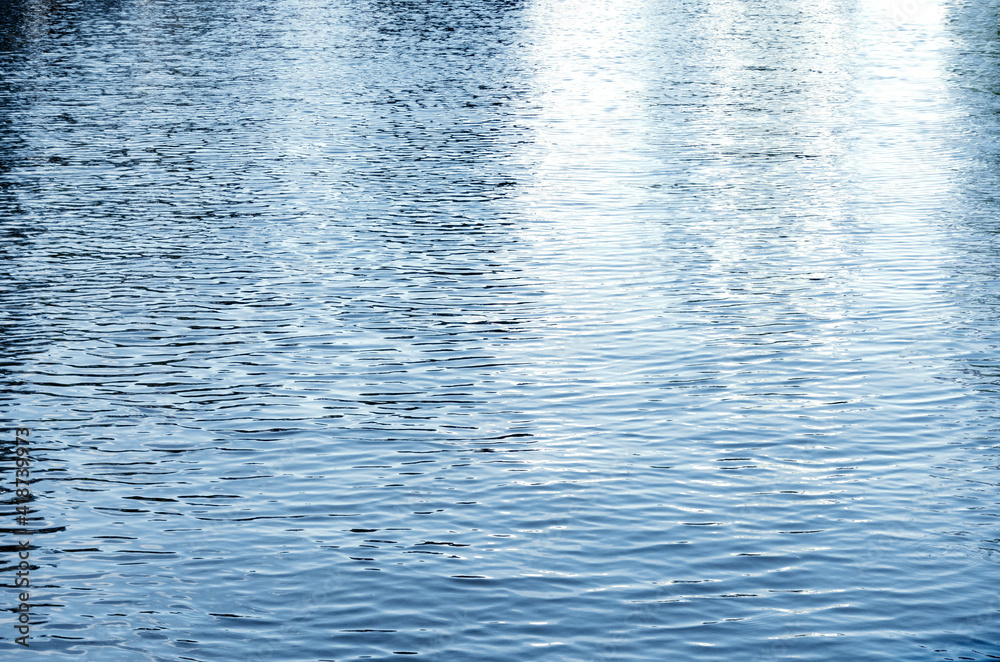 Water surface with ripples and sunlight reflections Water surface with ripples and sunlight reflections