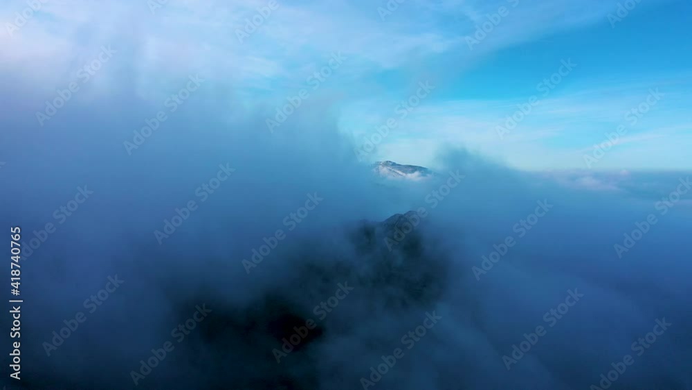 Mists in the Port of the Portillo de Lunada. Pasiegos Valleys. Merindades region. Burgos province. Community of Castilla y León. Spain, Europe Mists in the Port of the Portillo de Lunada. Pasiegos Valleys. Merindades region. Burgos province. Community of Castilla y León. Spain, Europe
