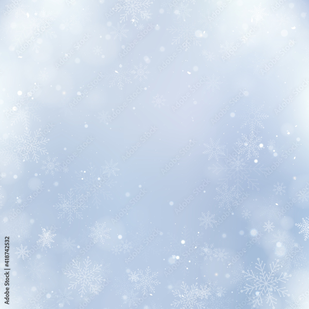 Abstract Christmas background with snowflakes. Elegant Winter background
