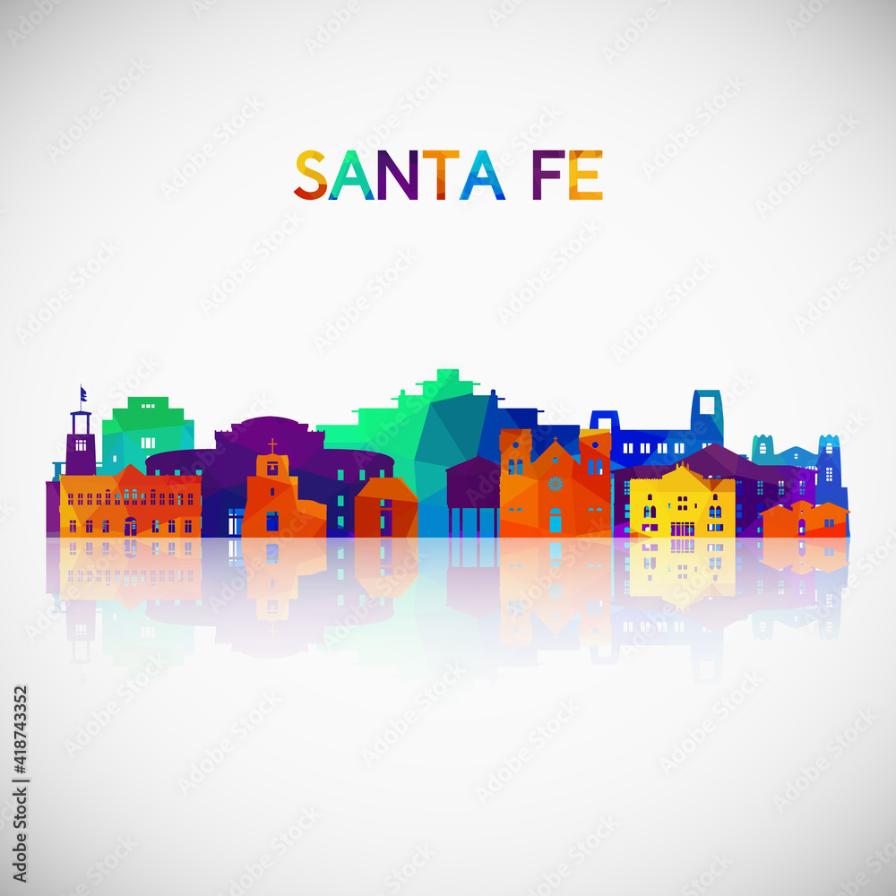 Fototapeta premium Santa Fe skyline silhouette in colorful geometric style. Symbol for your design. Vector illustration.