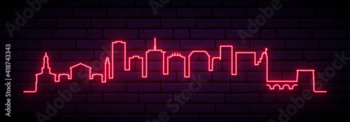 Red neon skyline of Richmond. Bright Richmond City long banner. Vector illustration.