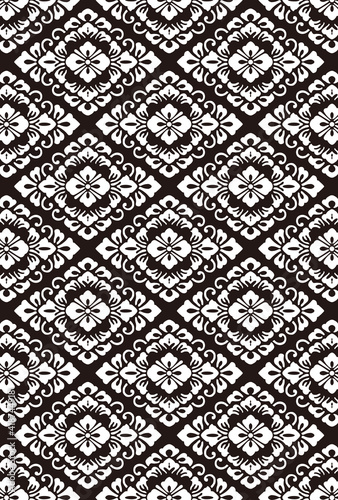 平安有職文様_唐花菱（からはなひし）02_壁紙・白黒