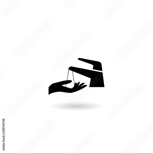 Washing hand icon with shadow