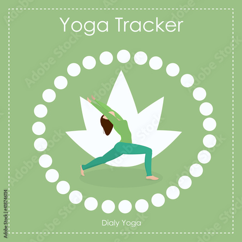 vector illustration of a 30-day yoga challenge. Habit tracker