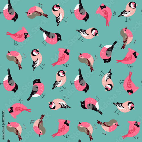 Cute seamless pattern with birds