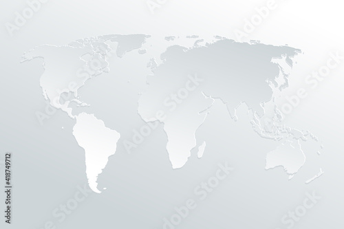 Political paper map of the world on a gray background. Paper art world map.