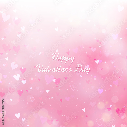 Valentine's Day background with hearts and bokeh