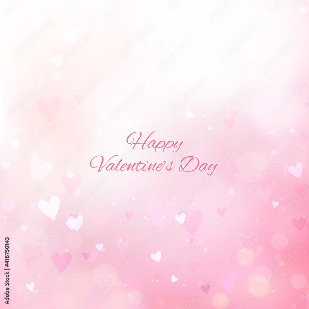 Valentine's Day background with hearts and bokeh