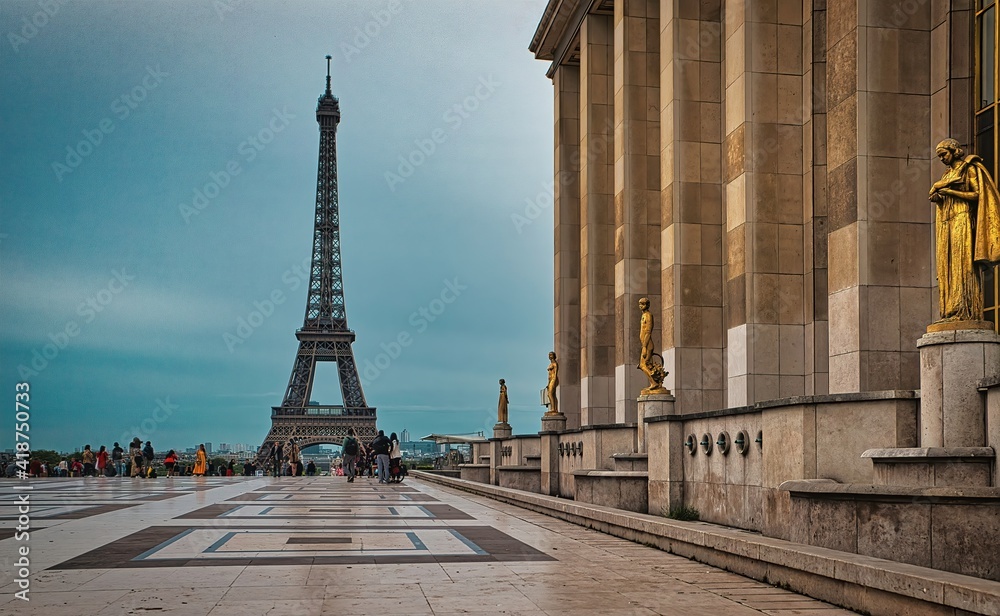 Eiffel Tower is a wrought-iron lattice tower on the Champ de Mars in Paris, France.