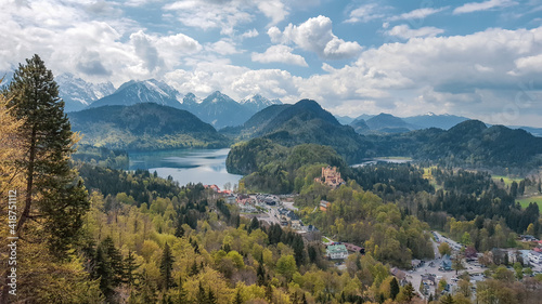 Amazing view of the Bavarian Alps and Hohenschwangau Castle. Germany