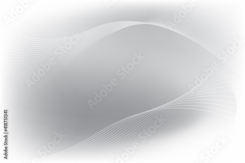 Abstract White Technology Background with white particle line and dark and light grey color. Template of modern future.