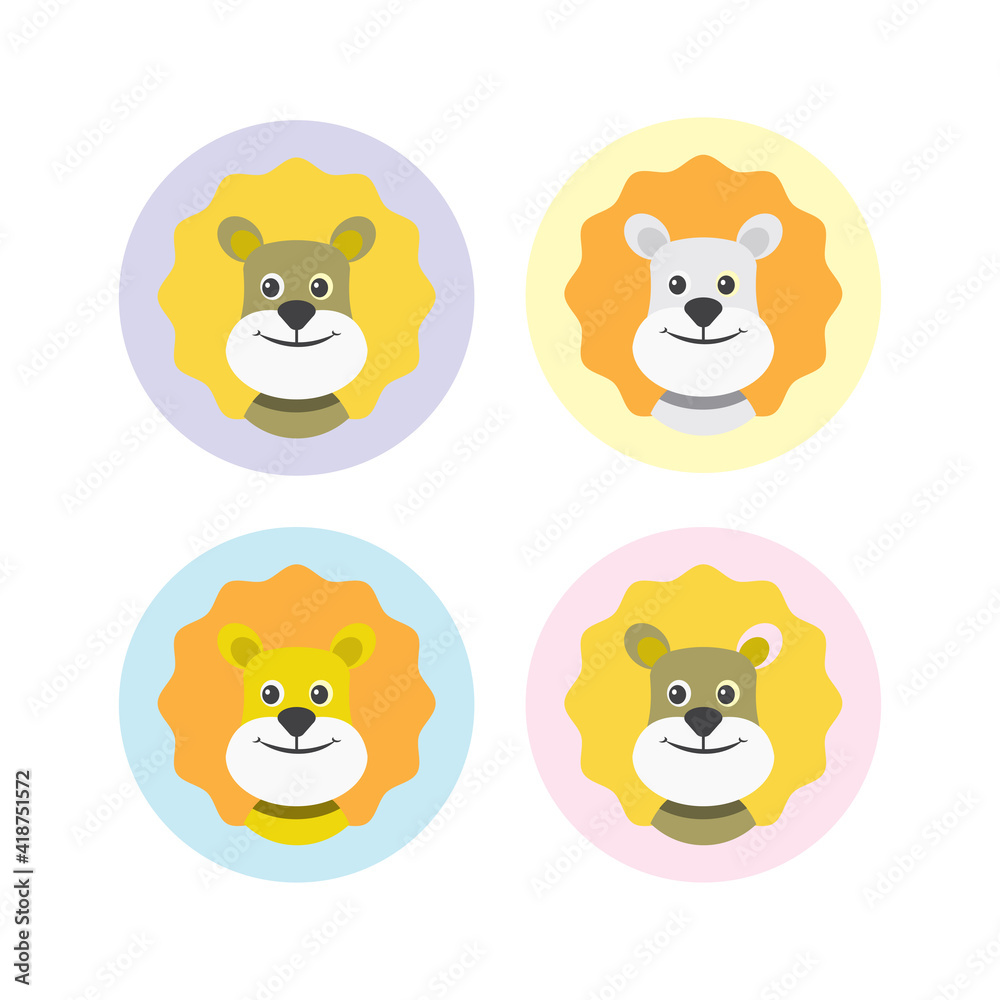 a set Cute Lion Face Emoticon Emoji Expression Illustration a set Cute Lion Face Emoticon Emoji Expression Illustration