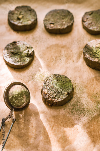 Chocolate Cookies With Matcha Green Tea Filling