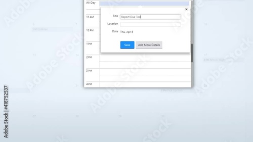 Creating a Scheduled Calendar Reminder of Report Due Date Deadline in To Do List. Create School or Employment Statement Assignment Due Date Schedule Prompt in Personal Organizer Datebook. Digital Disp photo