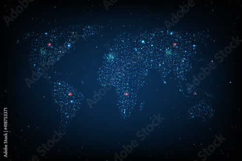 Fototapeta Naklejka Na Ścianę i Meble -  Communications network map of the world