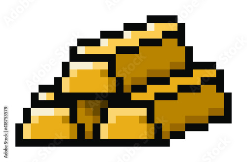 Pixel gold bars  - vector, isolated