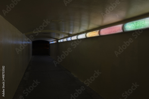 Empty Railroad Pedestrian Underpass below a train station in Northern California photo