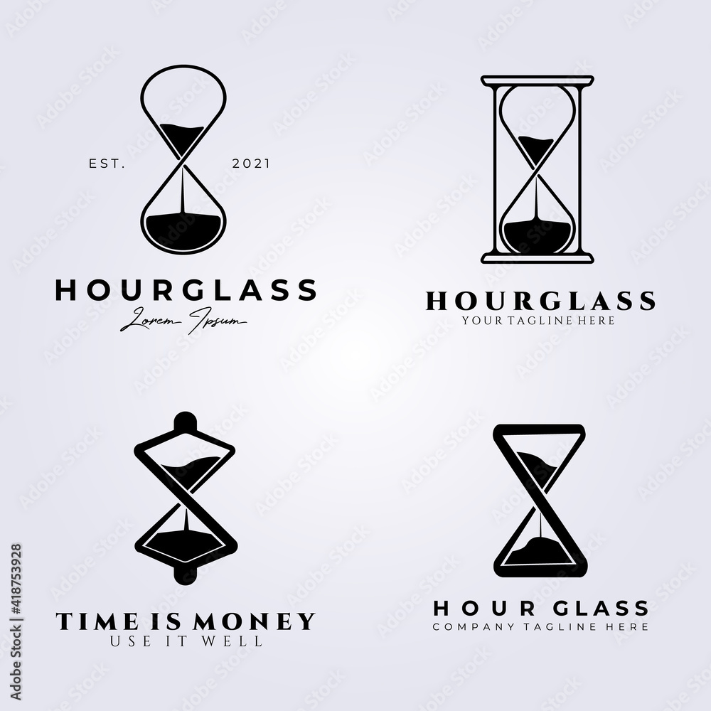 Poster Print bundle hourglass set logo vector illustration design 40x40 cm