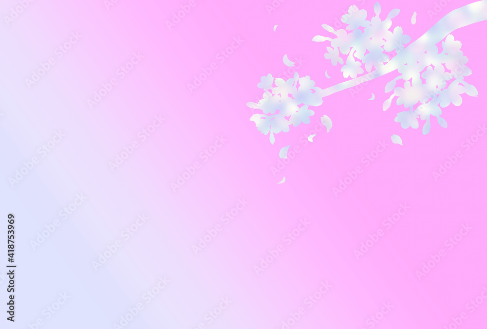 桜　枝　シルエット　背景　ピンク　グラデーション　和風　美しい　春　イメージ