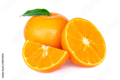 Fresh orange isolated on white background