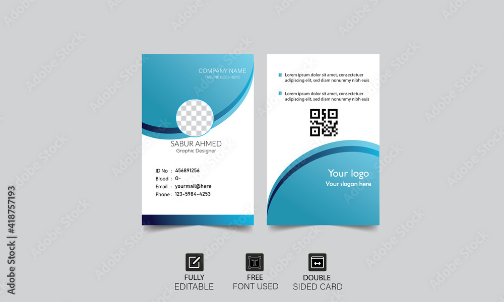 Fototapeta premium Corporate Identity Card Design - Modern , Unique, Creative Official Card Templates