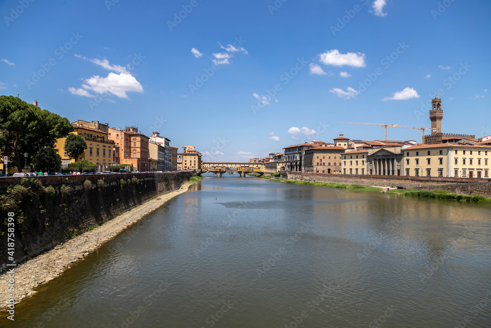 View of Ponte Vecchio during the day in Florence, Italy.